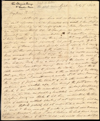 Cover for [Incomplete letter to] My Dear Caroline