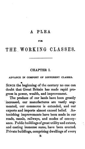 Cover for A plea, to power and parliament, for the working classes