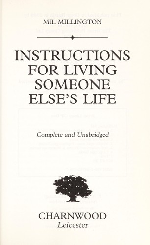 Cover for Instructions for living someone else's life