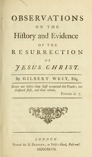 Cover for Observations on the history and evidences of the resurrection of Jesus Christ