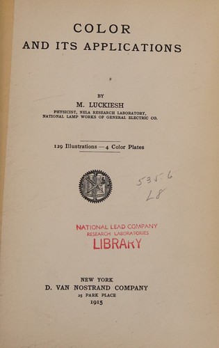 Cover for Color and its applications