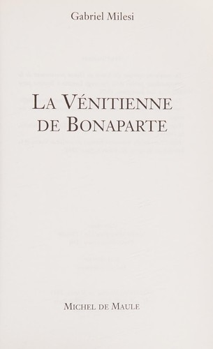 Cover for La Vénitienne de Bonaparte (LITTERATURE FRANCAISE ROMAN)