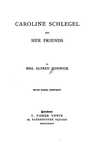 Cover for Caroline Schlegel and her friends