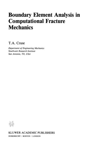 Cover for Boundary Element Analysis in Computational Fracture Mechanics
