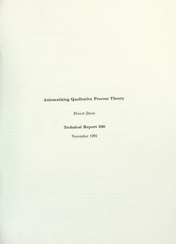 Cover for Axiomatizing qualitative process theory.