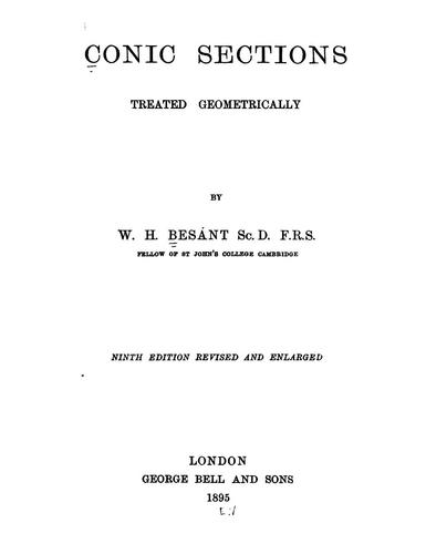 Cover for Conic sections, treated geometrically