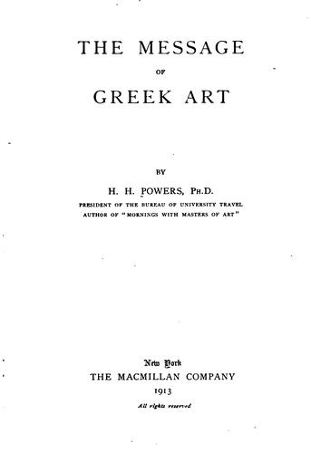 Cover for The message of Greek art