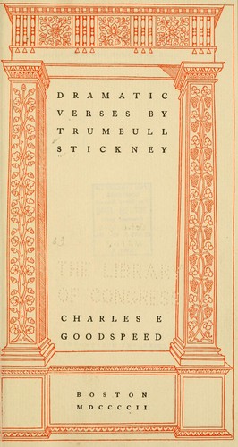Cover for Dramatic verses