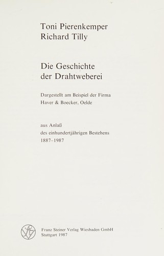 Cover for Die Geschichte der Drahtweberei