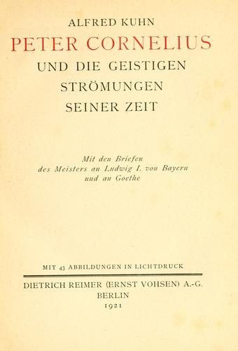 Cover for Peter Cornelius und die geistigen Strömungen seiner Zeit.