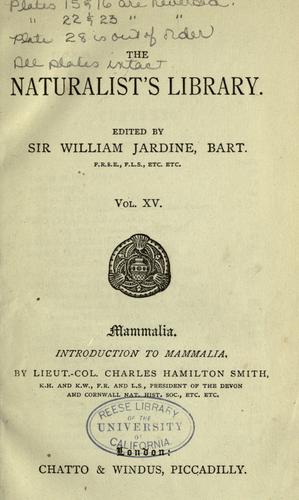 Cover for Introduction to mammalia.