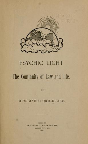 Cover for Psychic light, the continuity of law and life.