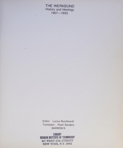 Cover for The Werkbund