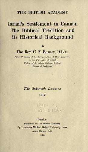 Cover for Israel's settlement in Canaan