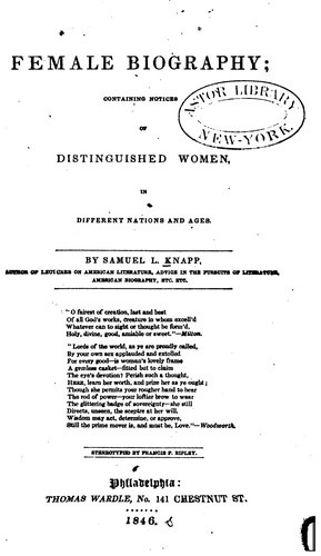 Cover for Female Biography: Containing Notices of Distinguished Women, in Different Nations and Ages