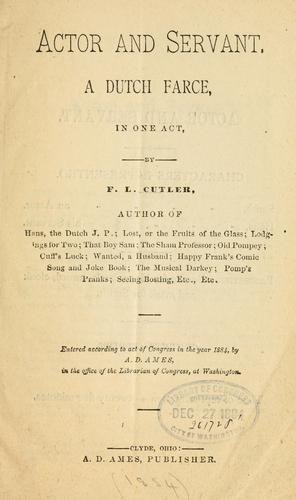 Cover for Actor and servant ...