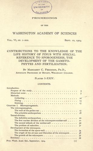 Cover for Contributions to the knowledge of the life history of Pinus with special reference to sporogenesis, the development of the gametophytes and fertilization.