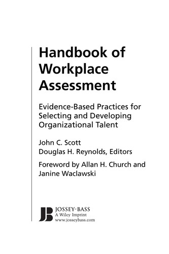Cover for Handbook of Workplace Assessment