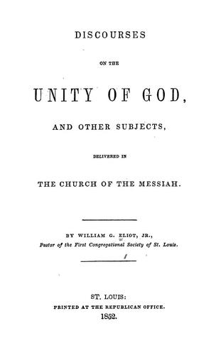 Cover for Discourses on the unity of God, and other subjects