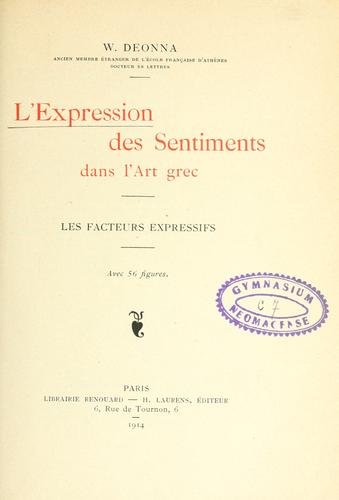 Cover for L' expression des sentiments dans l'art grec