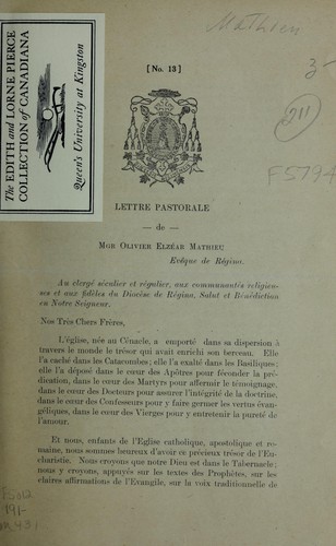 Cover for Lettre pastorale