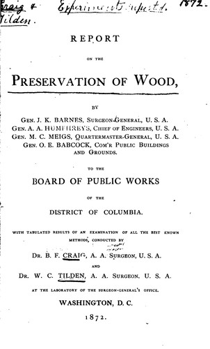 Cover for Report on the Preservation of Wood: Tabulated Results of an Examination of All the Best Known ...