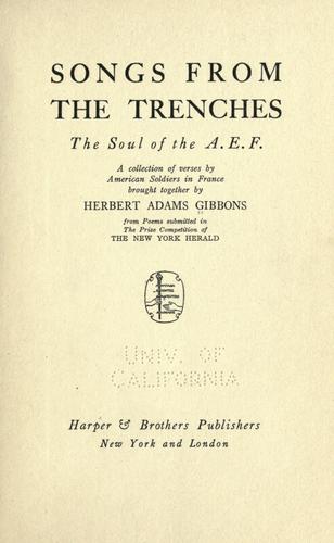 Cover for Songs from the trenches