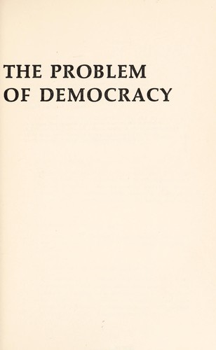 Cover for The problem of democracy
