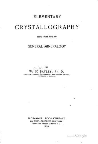 Cover for Elementary crystallography