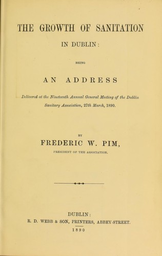 Cover for The growth of sanitation in Dublin