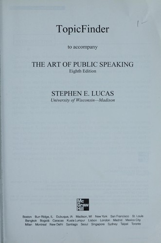 Cover for Topic Finder for The Art of Public Speaking 8th