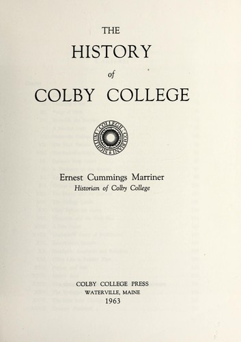 Cover for The history of Colby College