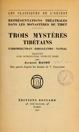 Cover for Trois mystères tibétains