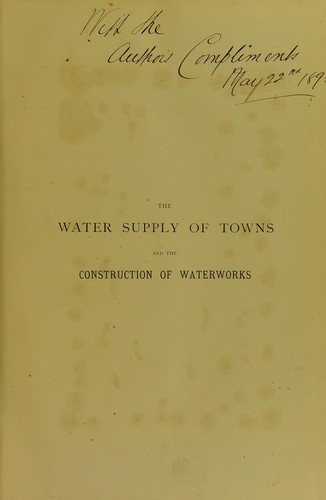Cover for The water supply of towns and the construction of waterworks