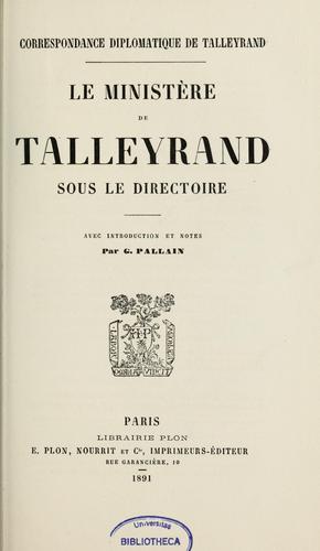 Cover for Correspondance diplomatique de talleyrand