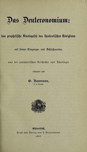 Cover for Das Deuteronomium