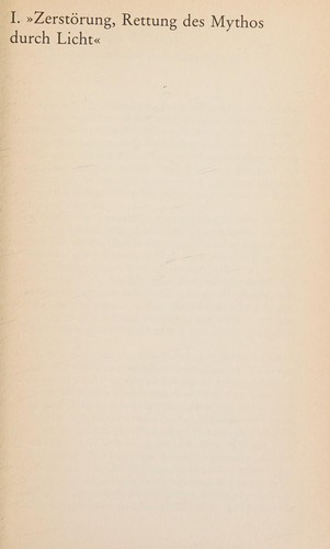 Cover for Zerstörung, Rettung des Mythos durch Licht