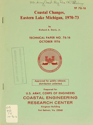 Cover for Coastal changes, eastern Lake Michigan, 1970-1973