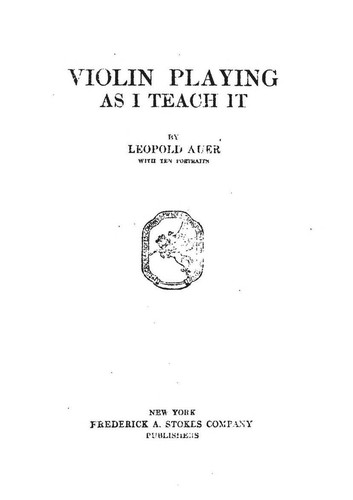 Cover for Violin playing as I teach it