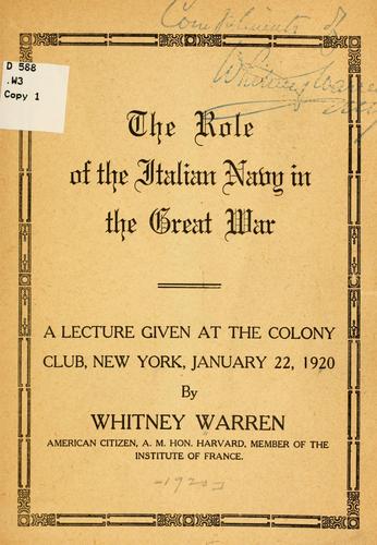 Cover for role of the Italian navy in the great war