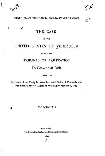 Cover for Venezuela-British Guiana boundary arbitration.