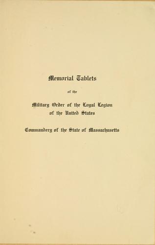 Cover for Memorial tablets of the Military order of the loyal legion of the United States, Commandery of the state of Massachusetts.