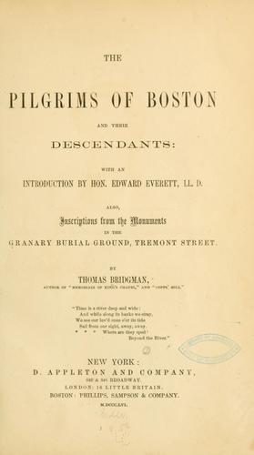 Cover for The Pilgrims of Boston and their descendants