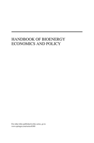 Cover for Handbook of Bioenergy Economics and Policy