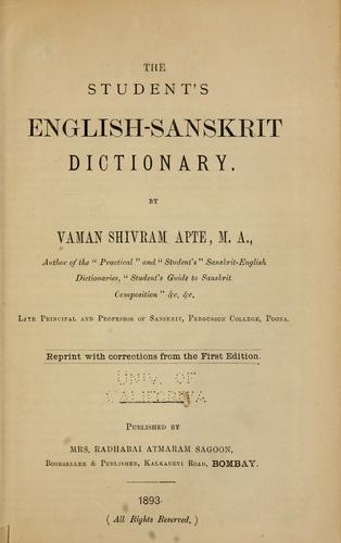 Cover for The student's English-Sanskrit dictionary