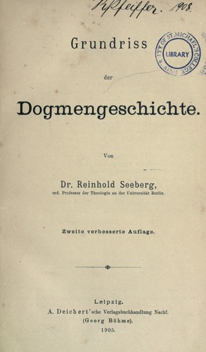 Cover for Grundriss der Dogmengeschichte