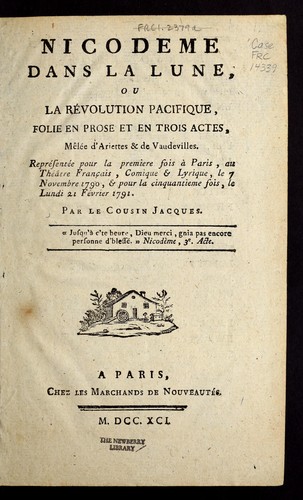 Cover for Nicodeme dans la lune, ou, La re volution pacifique