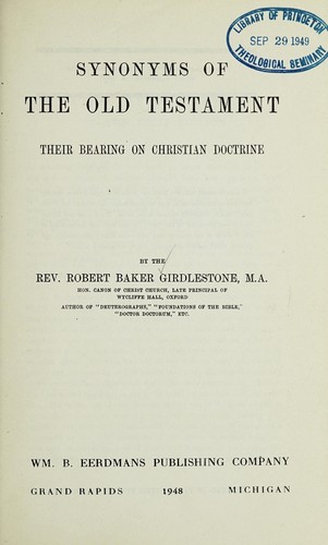 Cover for Synonyms of the Old Testament