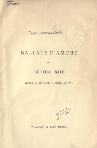 Cover for Ballata d'amore del secolo XIII messe in luce per la prima volta