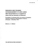 Cover for Research and training for management of arid lands